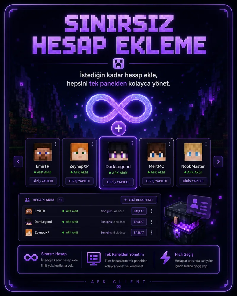 Sınırsız Hesap Ekleme